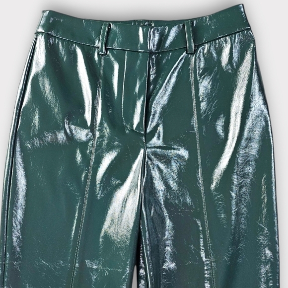 7 For All Mankind Green Faux Leather Flare Pant - Picture 4 of 13